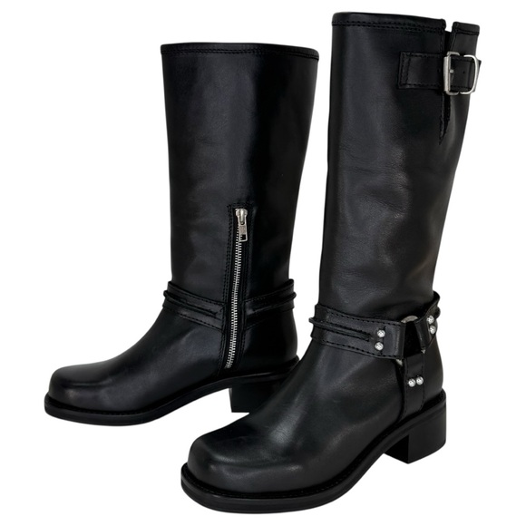 Steve Madden Black Moto Boots with Buckle Detail - Picture 9 of 13